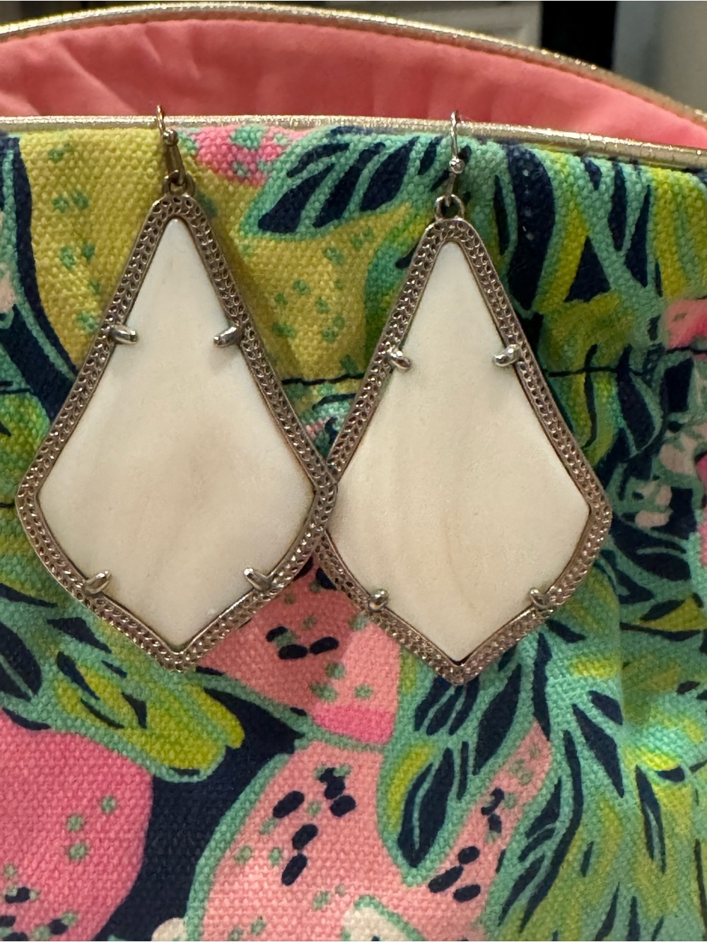 Kendra Scott Sophee Silver Mother of Pearl Teardrop Drop Earrings